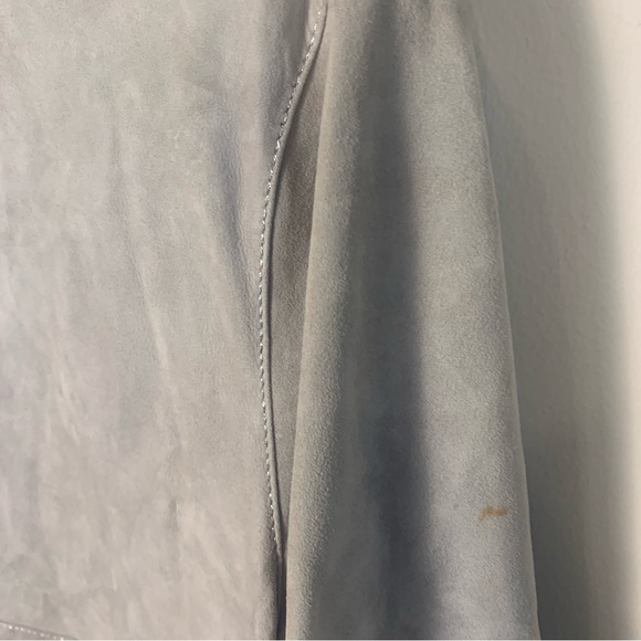 Lafayette 148 New York Gray Suede Leather Open Front Lightweight Jacket Cardigan - Picture 8 of 16